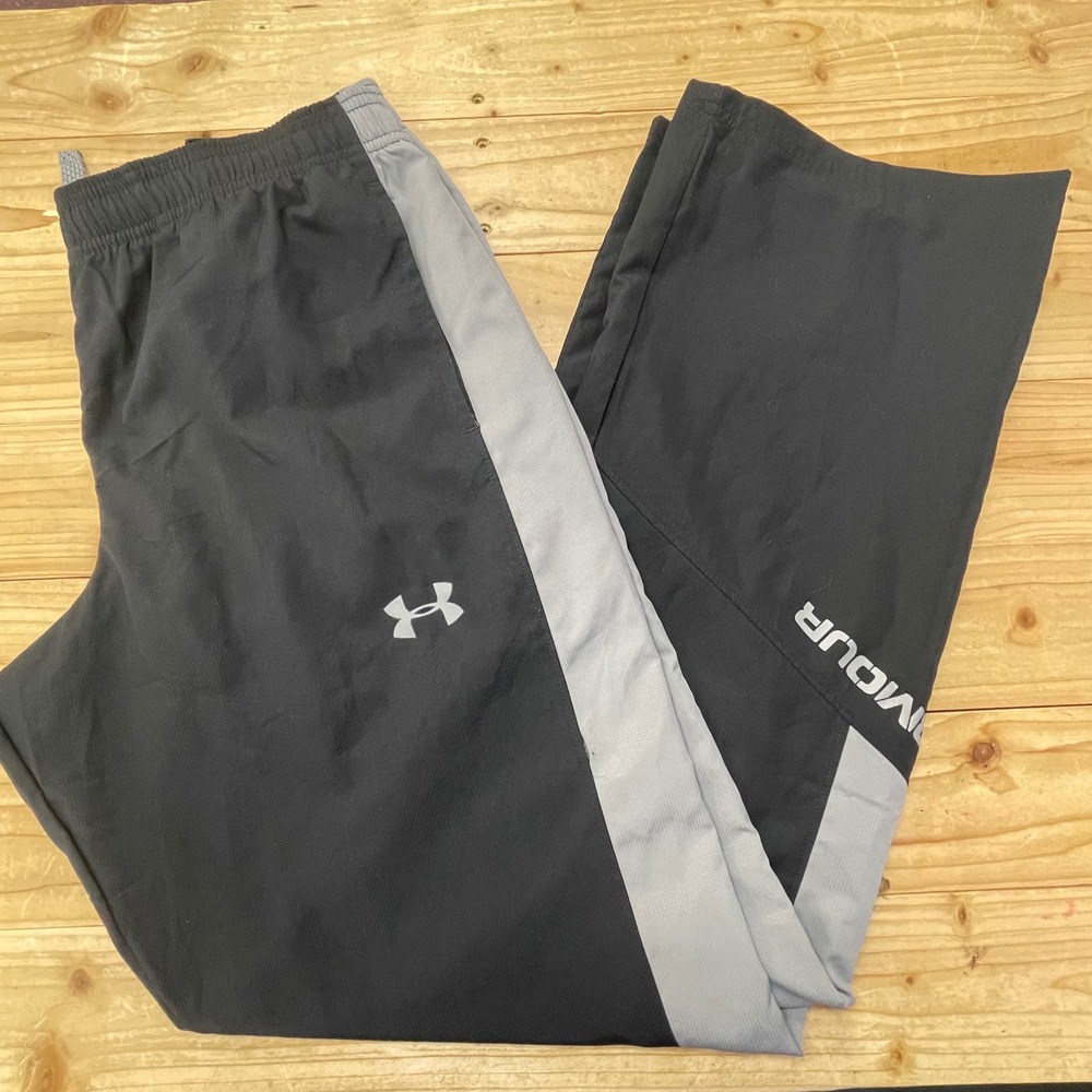 Under Armour Boys Track Pants Black Grey Loose Fit Athletic Youth XL‎ YXL